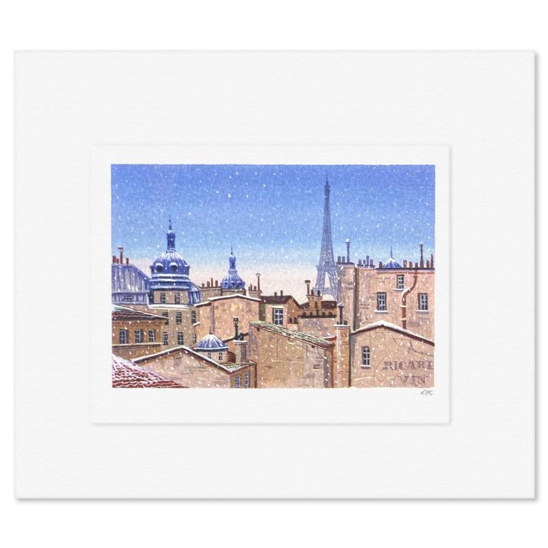Liudmila Kondakova, "Snowfall in Paris" Limited Edition Lithograph, Numbered and Hand Signed with: Snowfall in Paris is a limited edition lithograph on paper by Liudmila Kondakova, hand signed by the artist. Includes Letter of Authenticity. Measures approx. 6" x 7" (border), 3" x 4" (image). Refere