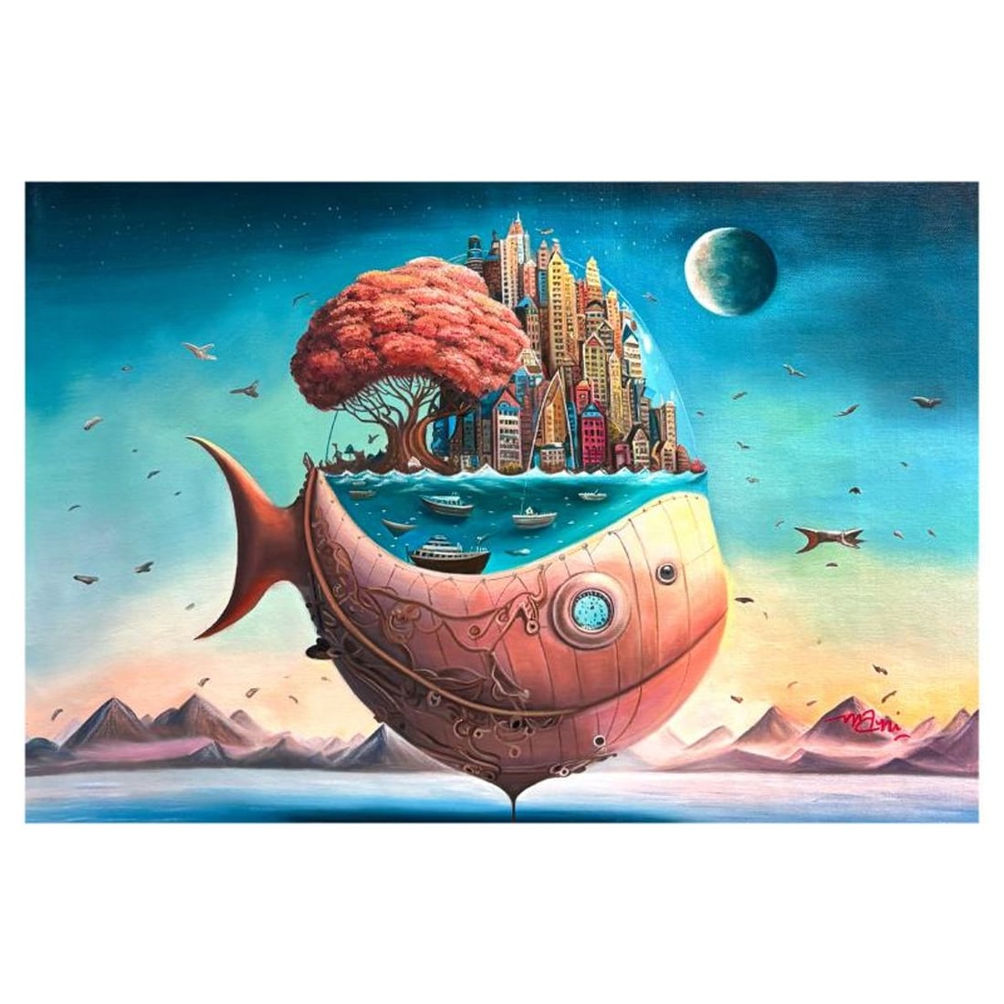 Mani, Hand Signed Original Acrylic Painting on Canvas with Letter of Authenticity.: This is an original acrylic painting on canvas by Mani, hand signed by the artist. Includes Letter of Authenticity. Measures approx. 20" x 30" (image).