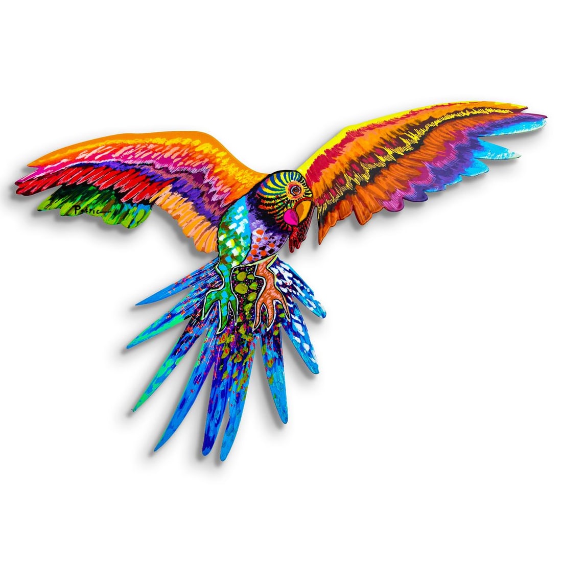Patricia Govezensky- Original Painting on Laser Cut Steel "Macaw": Artist: Patricia Govezensky. Medium: Original Painting on Laser Cut Steel. Title: Macaw. Size: 11.5" x 18". Signature: Hand Signed by the artist. Certificate of Authenticity: Is included. Reference#: 