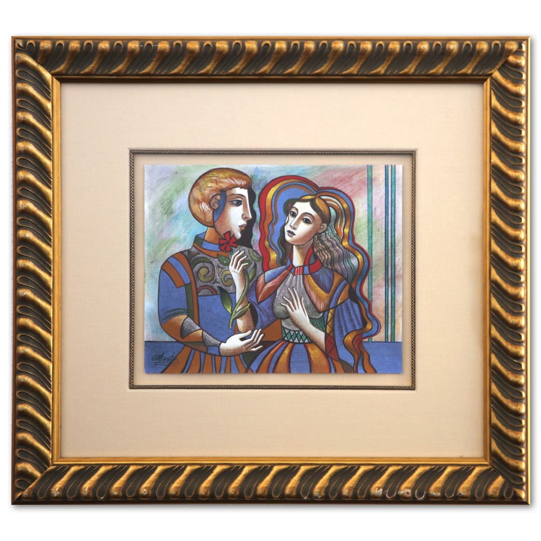 Oleg Zhivetin- Original Drawing "Gift of Love": Artist: Oleg Zhivetin. Medium: Original Drawing. Title: Gift of Love. Size: 9.5" x 12". Measures approx. 21" x 24" (framed). Signature: Hand Signed. Reference#: 74492.