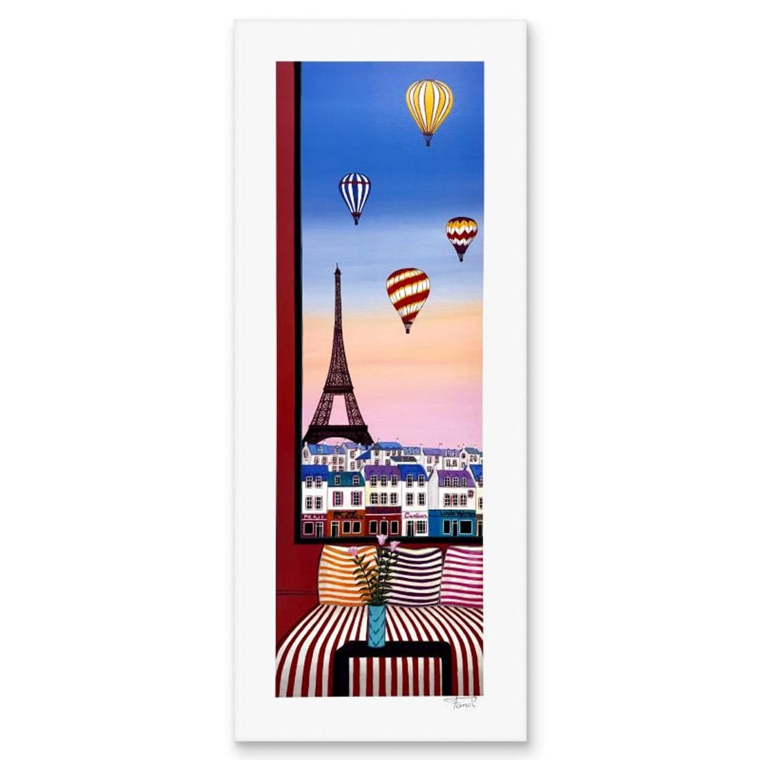 Fanch Ledan, "Paris Shopping" Limited Edition Serigraph, AP Numbered and Hand Signed with Letter of: Paris Shopping is a limited edition serigraph on paper by Fanch Ledan, AP numbered and hand signed by the artist. Includes Letter of Authenticity. Measures approx. 23.5" x 10" (border), 20.5" x 7" (im
