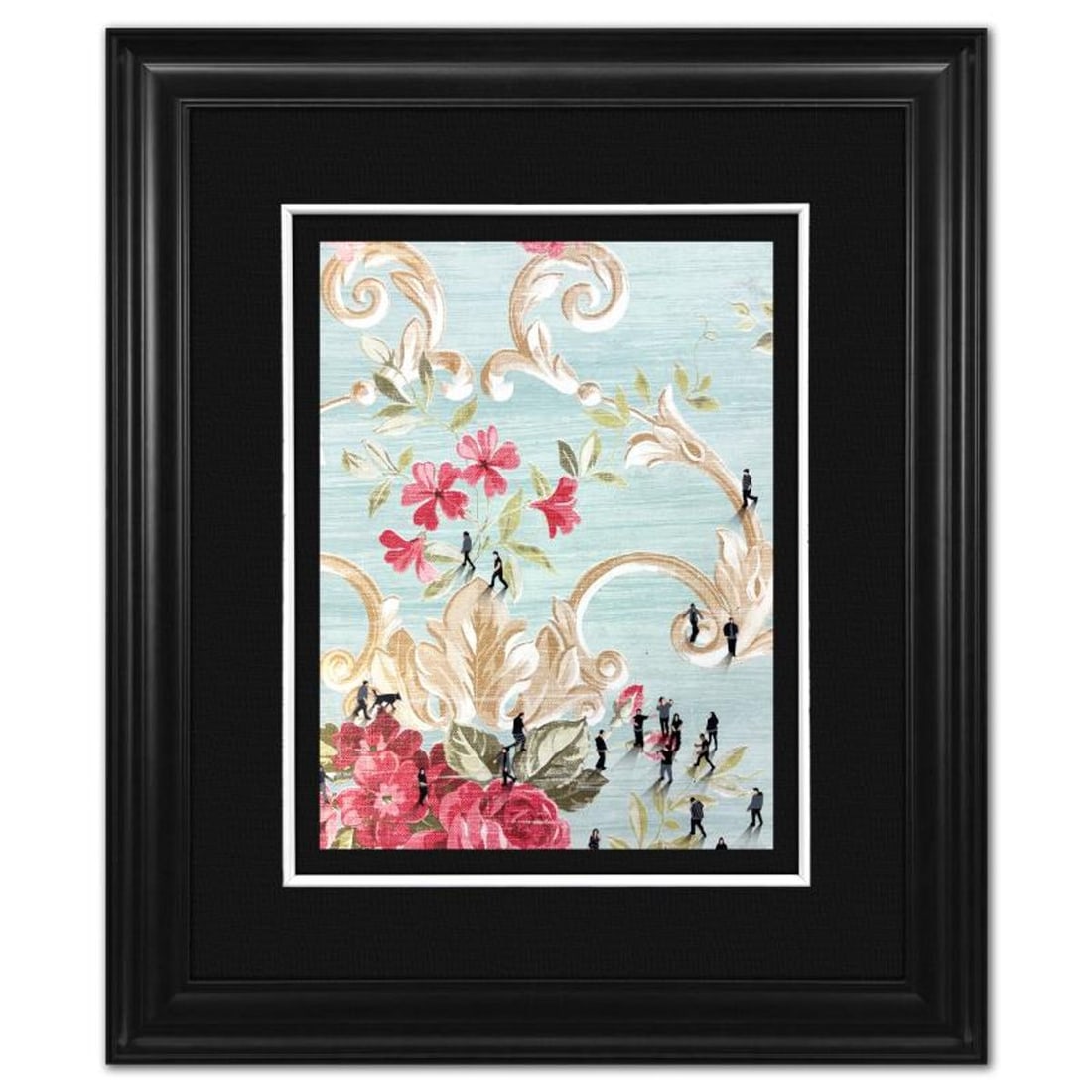 Craig Alan, "Fragments (Populous)" Framed Original Mixed Media on Vintage Wallpaper, Hand Signed (1 of 2)
