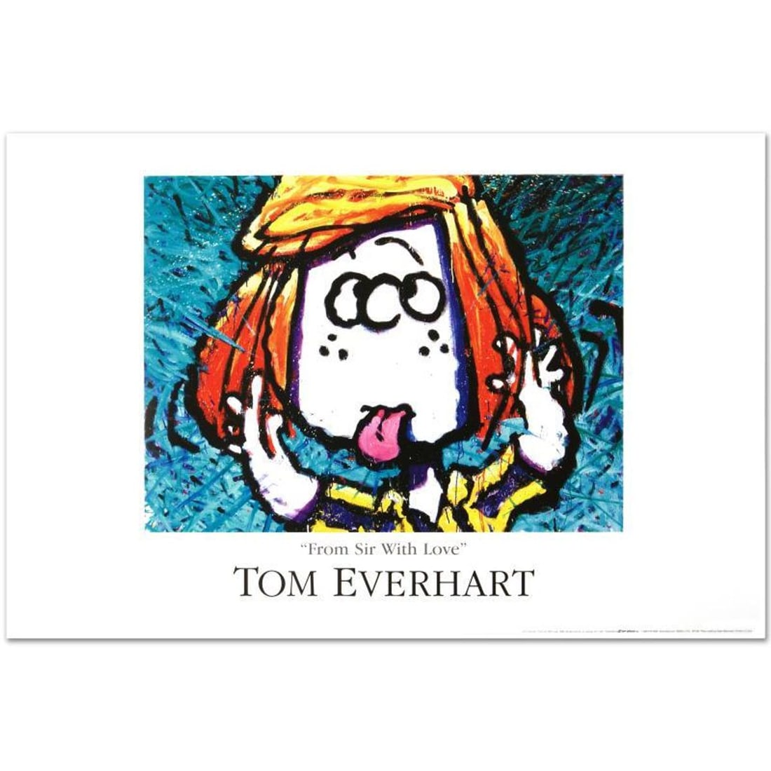 From Sir With Love Fine Art Poster by Renowned Charles Schulz Protege Tom Everhart.: From Sir With Love is a Fine Art Poster on paper, by Tom Everhart. Measures approx. 36" x 24" (with border), 22.5" x 20" (image with text). Reference#: 90403.