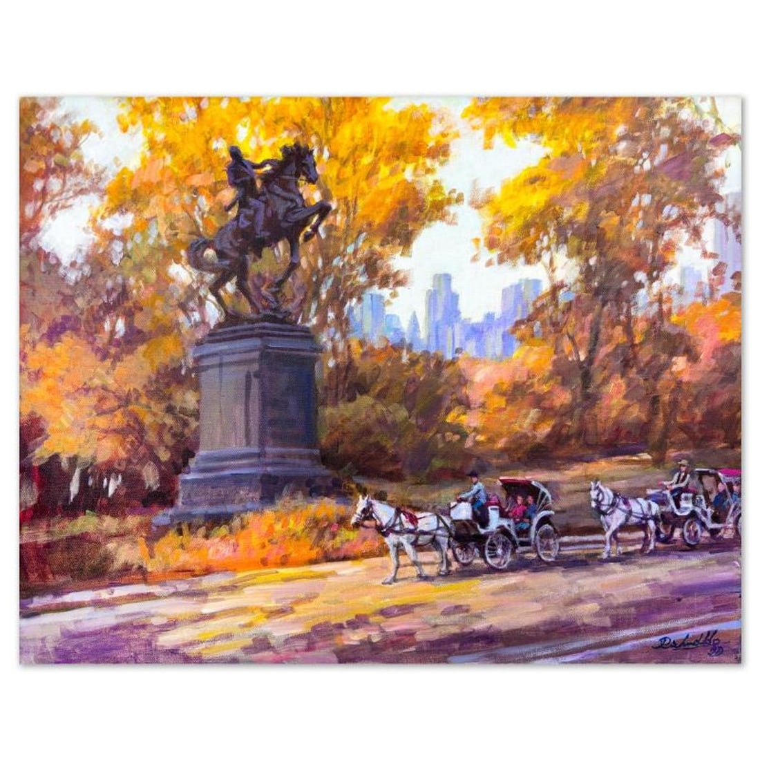 Richard Ho, "Summer in Central Park" Original Acrylic Painting on Canvas, Hand Signed with Letter of (1 of 2)