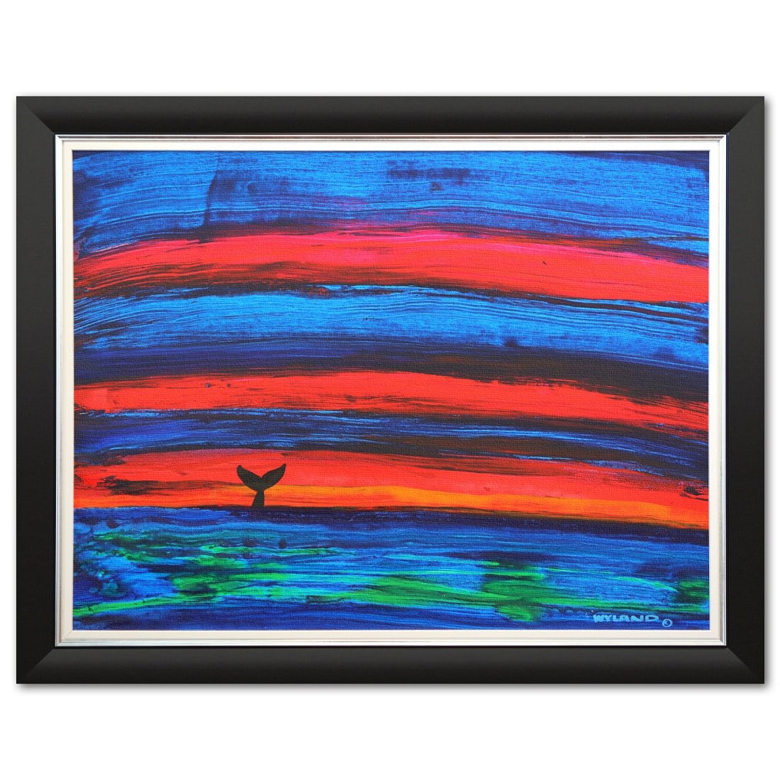 Wyland- Original Painting on Canvas "Abstract": Artist: Wyland. Medium: Original Painting on Canvas. Title: Abstract. Size: 36" x 48". Measures approx. 45" x 57" (framed). Signature: Hand signed by the artist. Certificate of Authenticity: Is includ