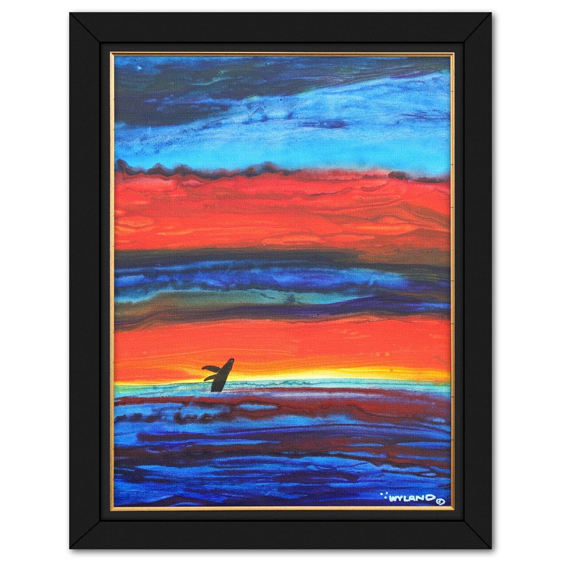 Wyland- Original Painting on Canvas "Abstract": Artist: Wyland. Medium: Original Painting on Canvas. Title: Abstract. Size: 40" x 30". Measures approx. 47" x 37" (framed). Signature: Hand signed. Certificate of Authenticity: Is included. Reference#