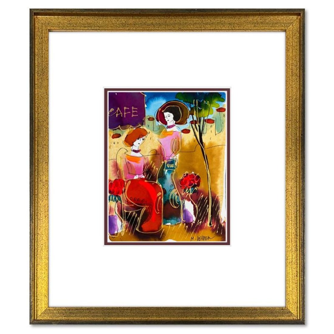 Moshe Leider, Framed Original Mixed Media Watercolor Painting, Hand Signed with Letter of: This is an original mixed media watercolor painting on paper by Moshe Leider. Hand signed by the artist, this piece comes custom framed and includes a Letter of Authenticity. Measures approximately