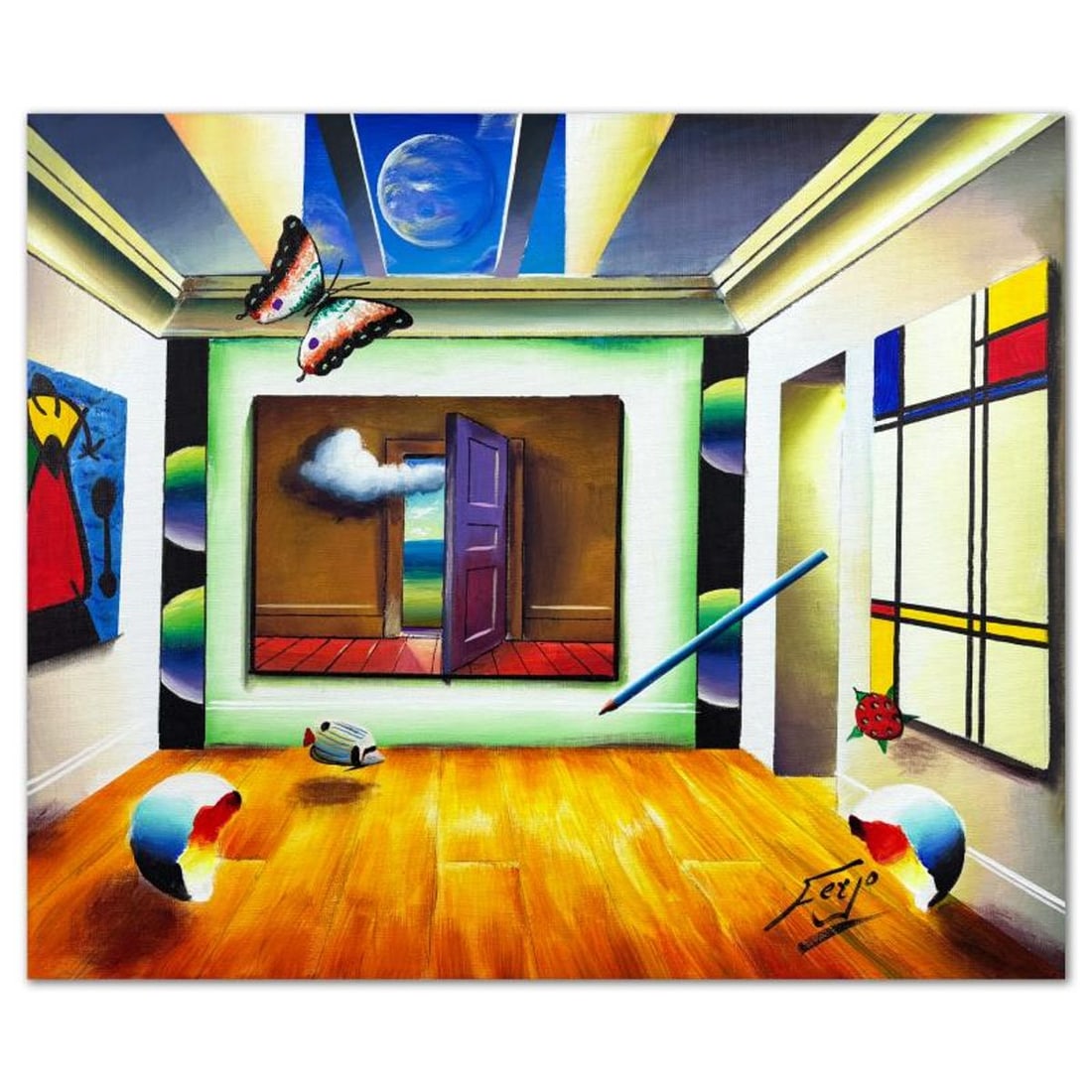 Ferjo, Original Acrylic Painting on Canvas, Hand Signed with Letter of Authenticity.: This is an original acrylic painting on stretched canvas by Ferjo, hand signed by the artist. Includes Letter of Authenticity. Measures approx. 20" x 24" (image).