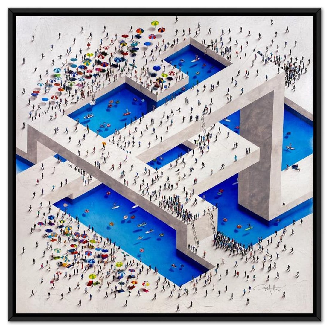 Craig Alan, "Populus: 'Swim Complex'" Framed, Hand Signed Limited Edition Canvas with Letter of (1 of 2)