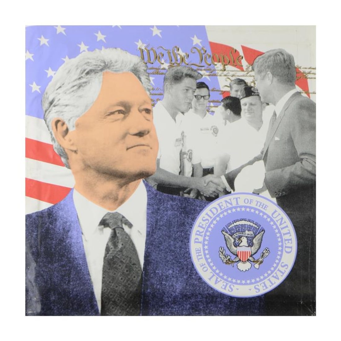 Steve Kaufman (1960-2010), "Bill Clinton, We the People" Hand Pulled Limited Edition Silkscreen on (1 of 3)