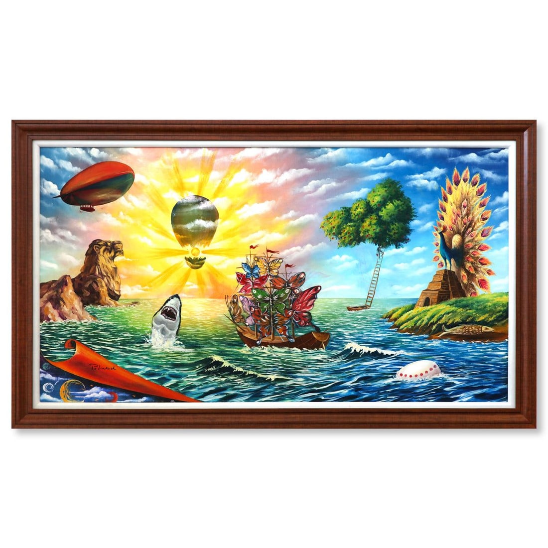 Eugene Poliarush- Original Oil on Canvas "La La Land": Artist: Eugene Poliarush. Medium: Original Oil on Canvas. Title: La La Land. Size: 23" x 42". Measures approx. 28" x 48" (framed). Signature: Hand signed. Certificate of Authenticity: Is included. Ref