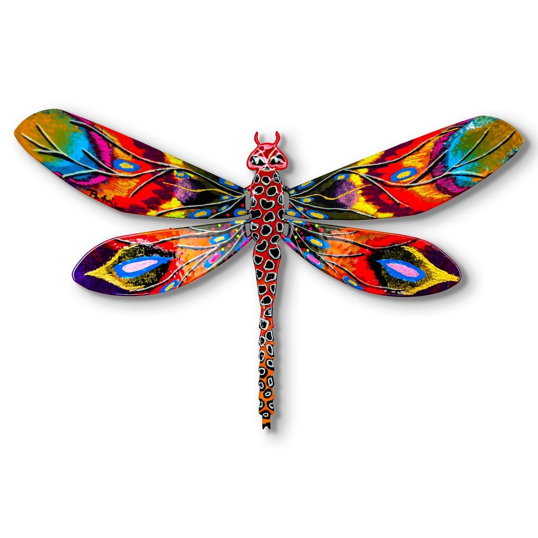 Patricia Govezensky- Original Painting on Cutout Steel "Dragonfly": Artist: Patricia Govezensky. Medium: Original Painting on Cutout Steel. Title: Dragonfly. Size: 7.5" x 12". Signature: Hand Signed by the artist. Certificate of Authenticity: Is included. Reference#: 