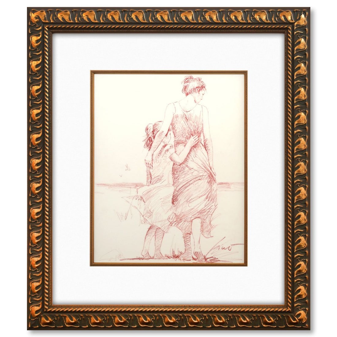 Pino (1939-2010)- Original Drawing on Paper "Untitled": Artist: Pino (1939-2010). Medium: Original Drawing on Paper. Title: Untitled. Size: 20" x 16". Measures approx. 33" x 29" (framed). Signature: Hand signed by the artist. Certificate of Authenticity: I