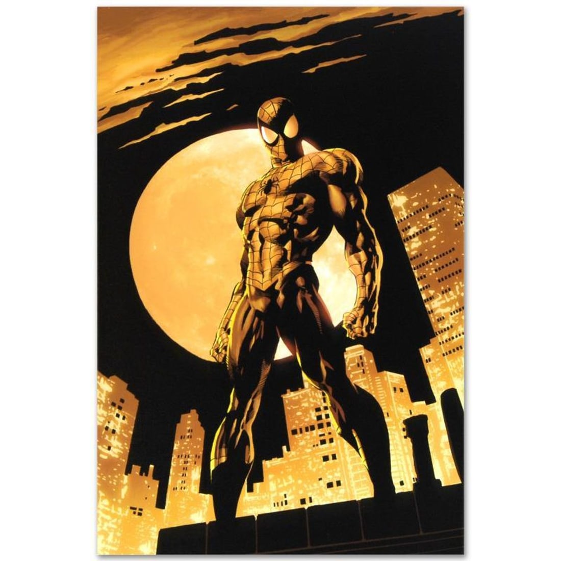 Marvel Comics "Amazing Spider-Man #528" Numbered Limited Edition Giclee on Canvas by Mike Deodato: A piece of comic book history, this limited edition, from original art by Mike Deodato Jr., depicts Spider-Man keeping vigil over the city at night. Brazilian artist Mike Deodato Jr. has become an end