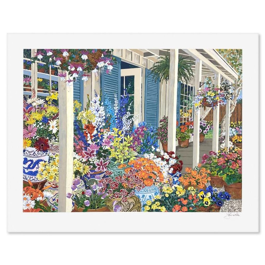 John Powell, "Jolain's Flowers" Limited Edition Printer's Proof Serigraph, Numbered and Hand Signed: Jolain's Flowers is a limited edition printer's proof on paper by John Powell, numbered and hand signed by the artist. Includes Letter of Authenticity. Measures approx. 30.5" x 38.5" (border), 25" x 3