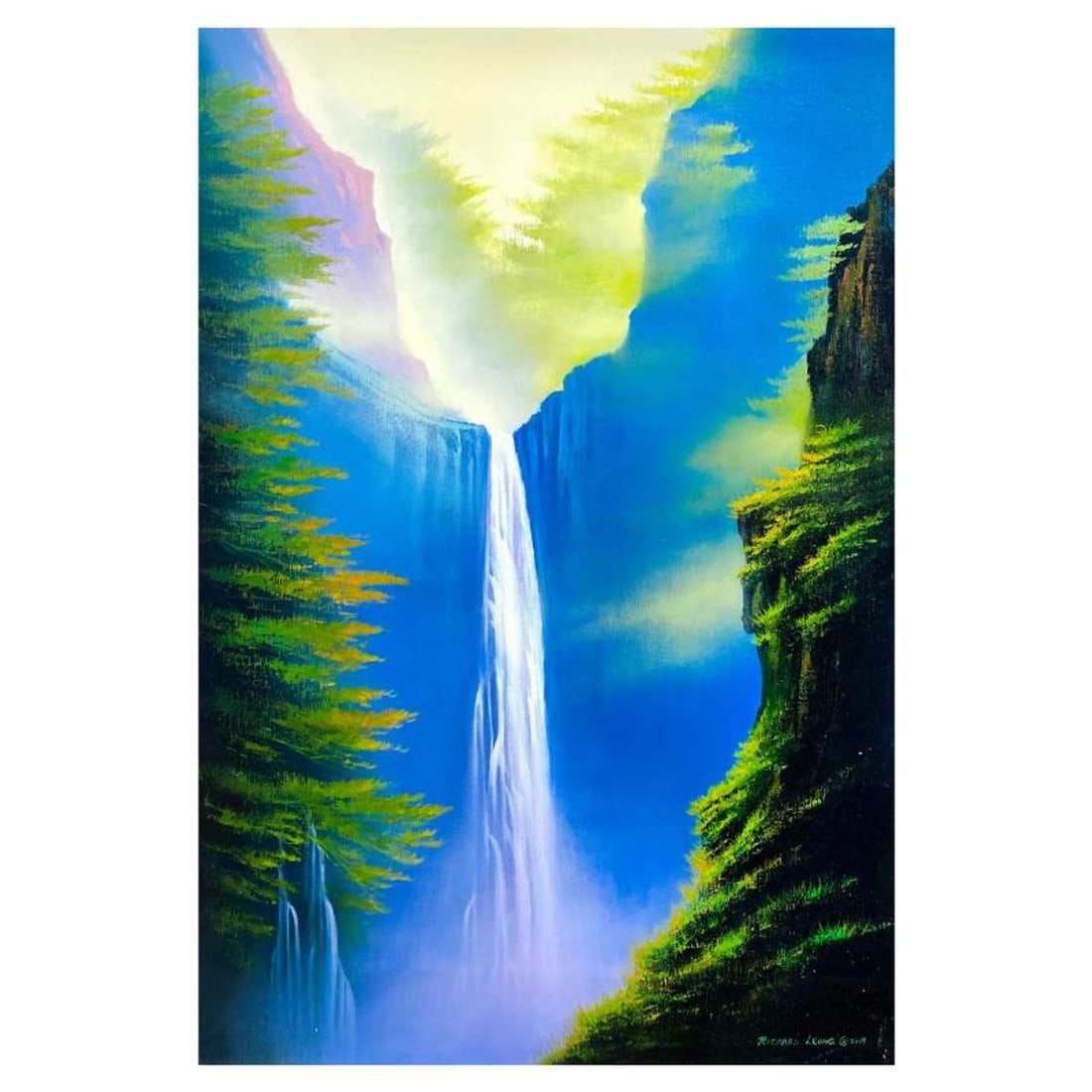Richard Leung, "Forest Heart" Original Oil Painting on Canvas, Hand Signed with a Letter of (1 of 2)