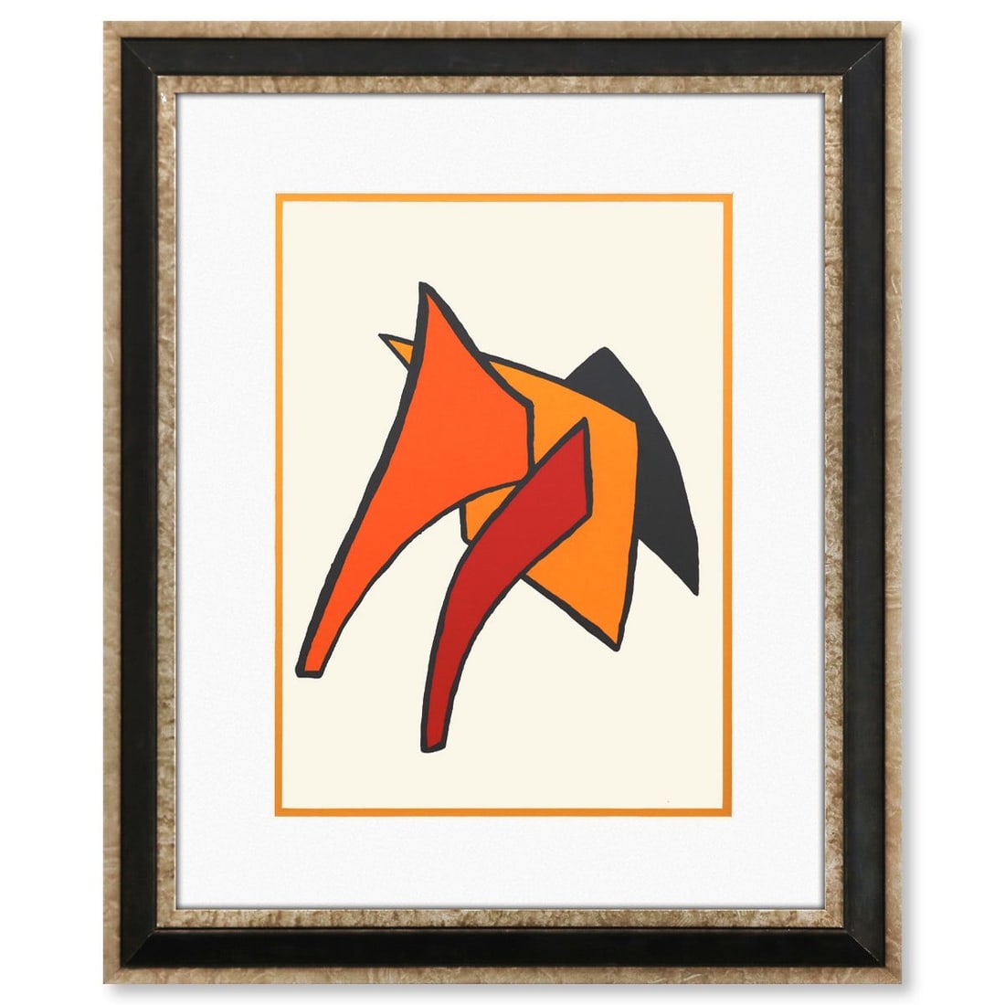 Alexander Calder- Lithograph "DLM141 - LUNE JAUNE ET PORC QUI PIQUE": Artist: Alexander Calder. Medium: Lithograph. Title: DLM141 - LUNE JAUNE ET PORC QUI PIQUE. Size: 15" x 11". Measures approx. 23" x 19" (framed). Certificate of Authenticity: Is included. Reference#: 