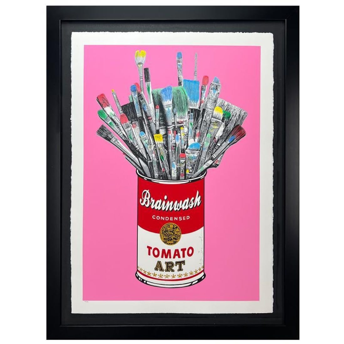 Mr. Brainwash, "Tomato Pop (Pink)" Framed Limited Edition Studio Proof Hand-Finished Silk Screen.: Tomato Pop (Pink) is an limited edition studio proof (SP) uniquely hand-finished silk screen print on paper by Mr Brainwash. The piece is hand signed and thumb-printed by the artist. The piece comes c