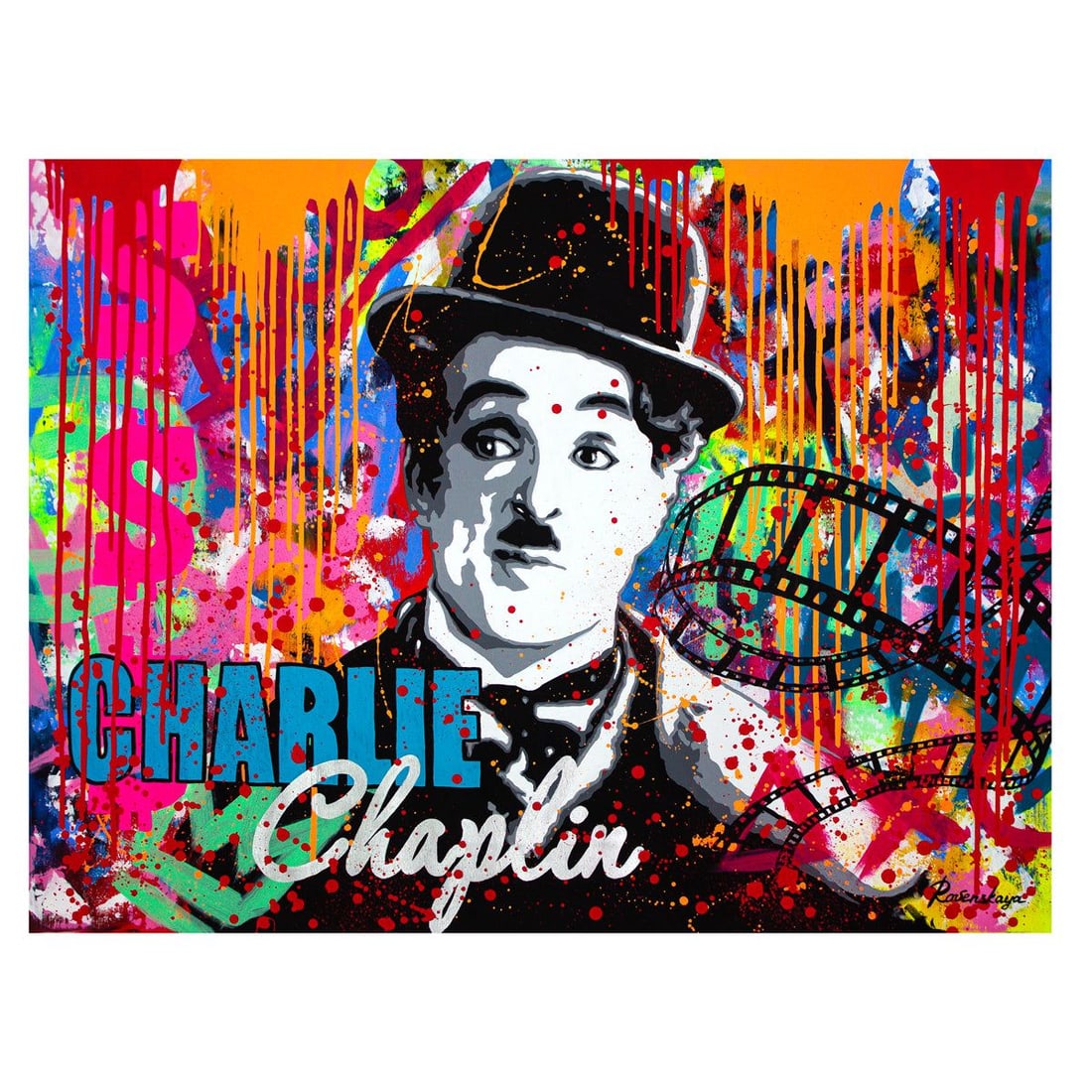 Nastya Rovenskaya- Original Oil on Canvas "The Great Charlie": Artist: Nastya Rovenskaya. Medium: Original Oil on Canvas. Title: The Great Charlie. Size: 30" x 40". Signature: Hand Signed by the artist. Certificate of Authenticity: From the publisher.