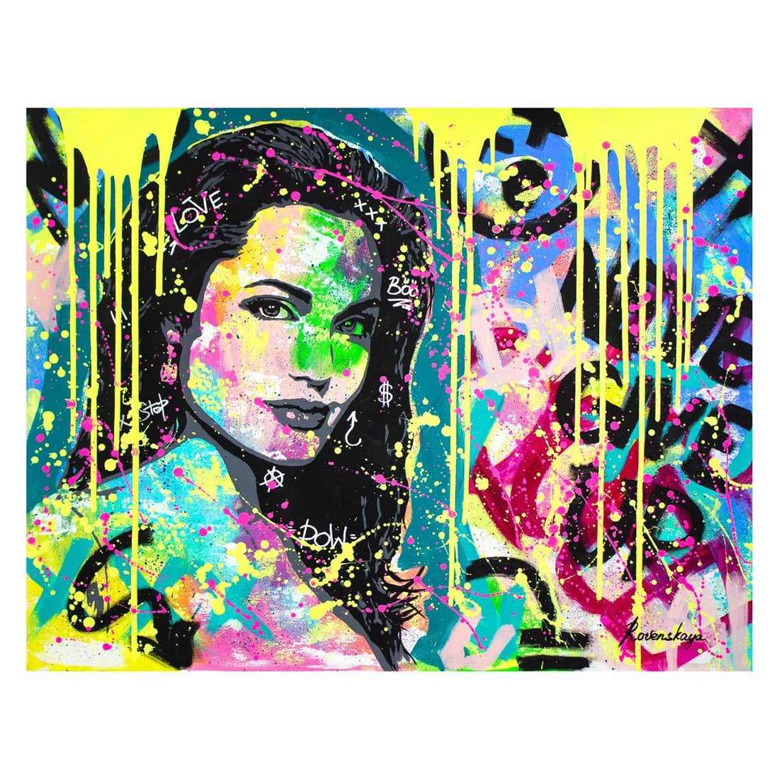 Nastya Rovenskaya- Original Oil on Canvas "She Never Gives Up": Artist: Nastya Rovenskaya. Medium: Original Oil on Canvas. Title: She Never Gives Up. Size: 24" x 30". Signature: Hand Signed by the artist. Certificate of Authenticity: From the publisher.