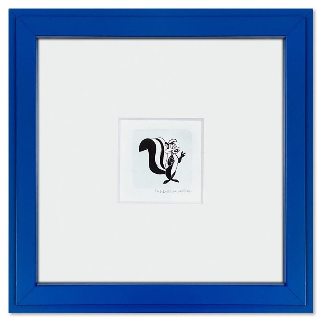 Pepe le Pew Framed Limited Edition Etching with Hand Tinted Color from Warner Bros., Numbered with: Pepe le Pew is a limited edition etching on paper with hand tinted coloring from Warner Bros., numbered and dated 1999. This piece comes framed. Measures approx. 9" x 9" (frame), 1.5" x 1.5" (image). 