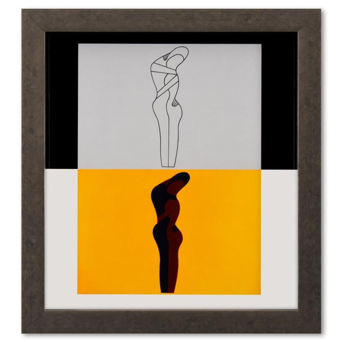 Victor Vasarely (1908-1997), "Amor - II (A, B) de la serie Graphismes 3" Framed 1977 Heliogravure: Amor - II (A, B) de la serie Graphismes 3 is a heliogravure print on paper, published in 1977, by Victor Vasarely (1908-1997). This piece comes custom framed, with a letter of authenticity and with a 