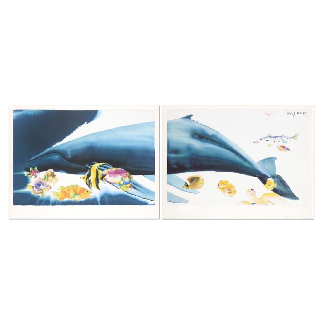 I Want To Dive Into Your Ocean (Diptych) Limited Edition Lithograph (62" x 21") by Wyland and Tracey (1 of 3)