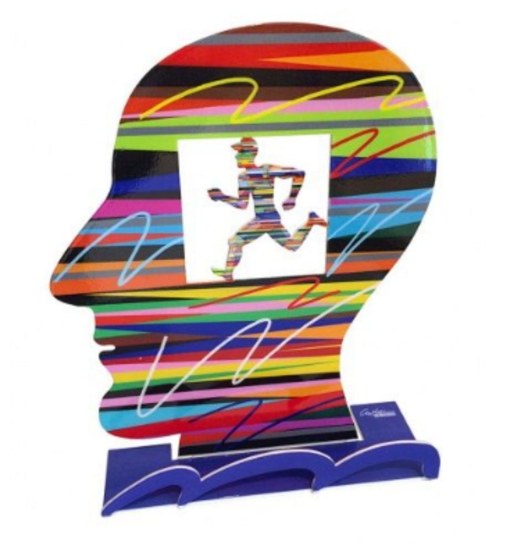David Gerstein- Free Standing Sculpture "Head Runner": Artist: David Gerstein. Medium: Free Standing Sculpture. Title: Head Runner. Size: 7.9" x 6.7". Signature: Signed by the artist. Certificate of Authenticity: Is included. Additional: This piece is fre