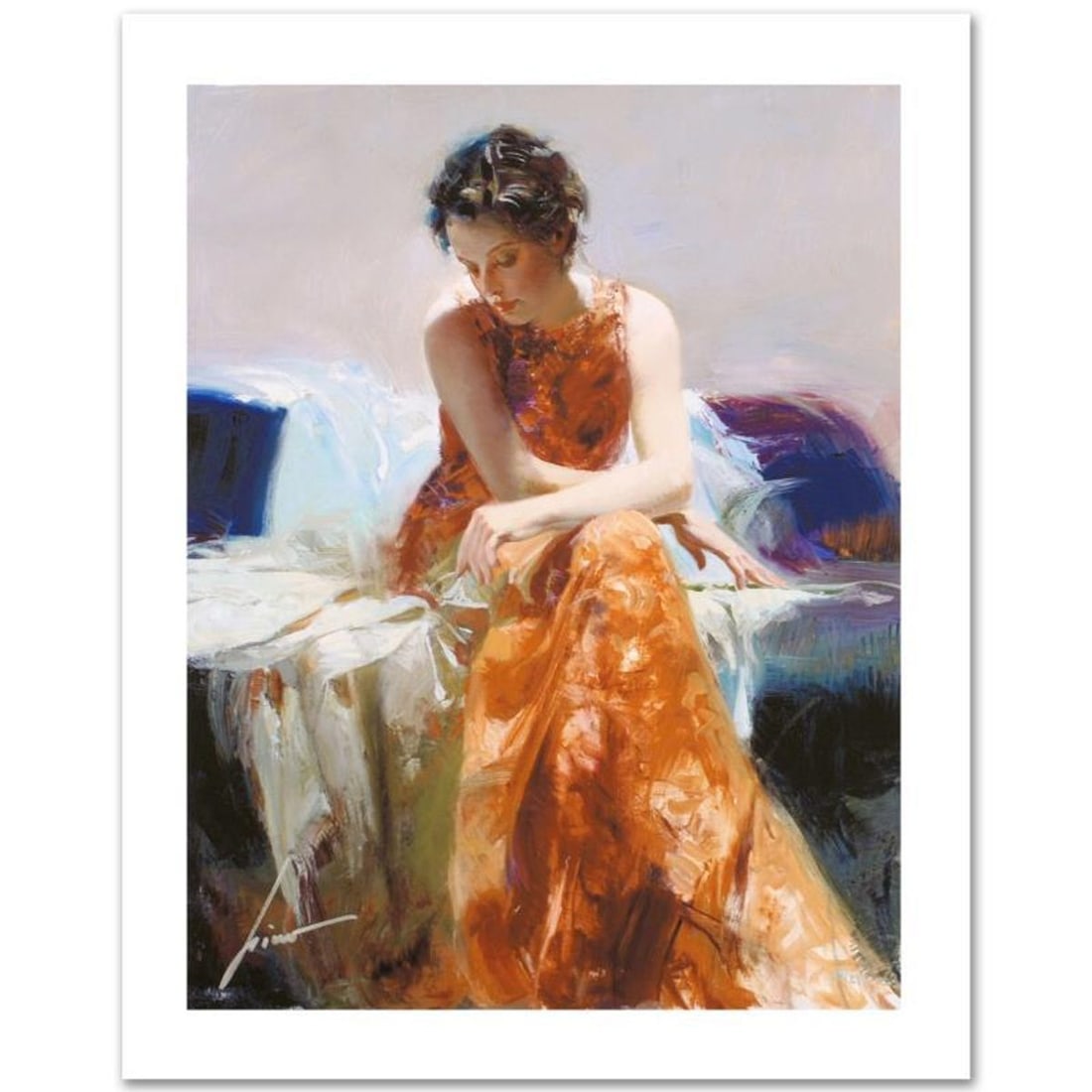 Pino (1939-2010), "Solace" Hand Signed Limited Edition on Canvas with Certificate of Authenticity.: Solace is a limited edition giclee on canvas by Pino (1939-2010), numbered and hand signed by the artist. Includes Certificate of Authenticity. Measures approximately 20" x 16". Reference#: 92993.