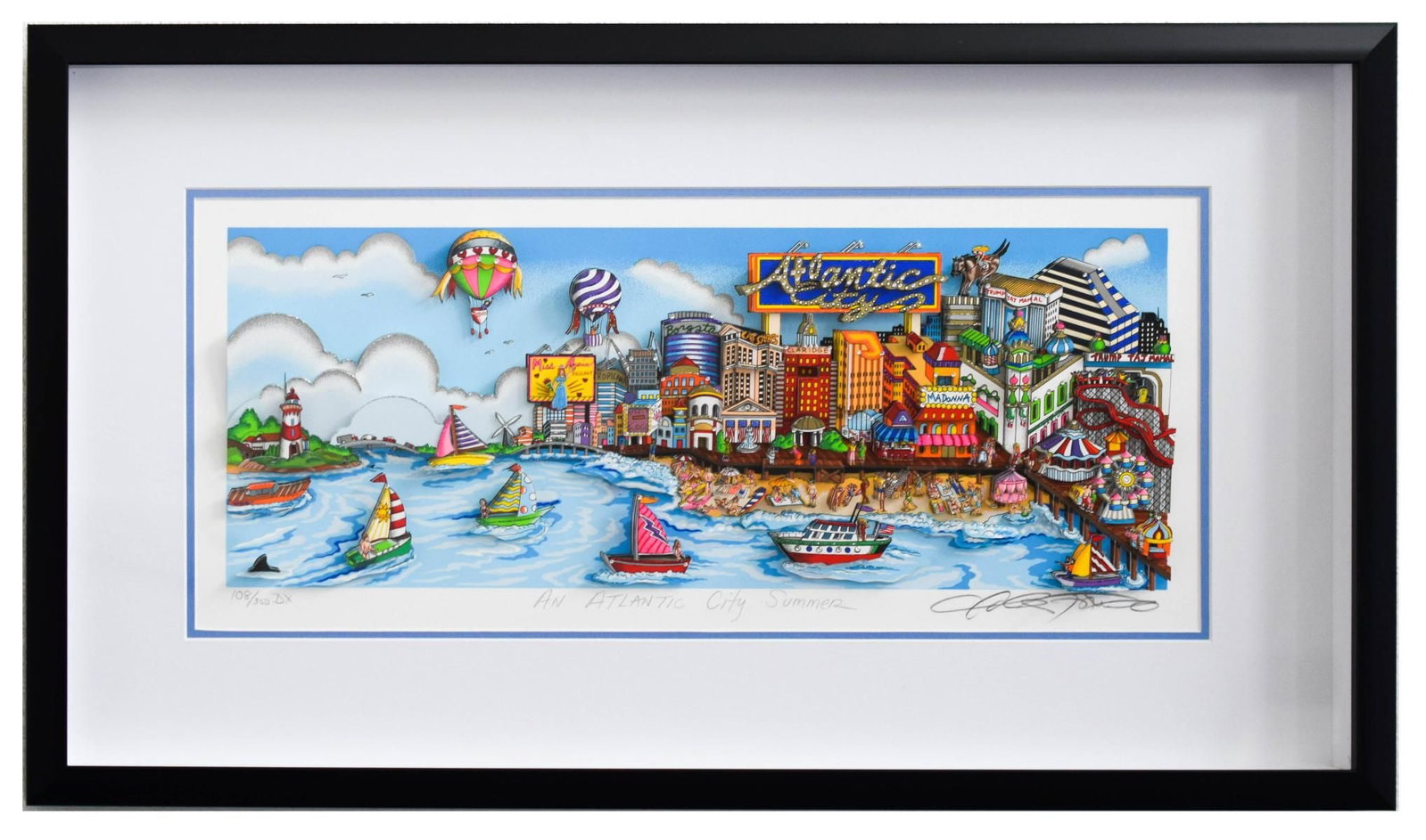 Charles Fazzino- 3D Construction Silkscreen Serigraph "An Atlantic City Summer (Blue)" (1 of 2)
