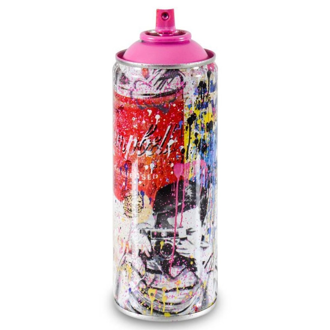 Mr. Brainwash, "Smile - Portrait (Pink)" Limited Edition Hand Painted Spray Can with Plate: Smile - Portrait (Pink) is a numbered limited edition hand painted spray can by Mr Brainwash. This piece bears the plate signature of the artist and comes from his 2020 Classic Spray Can Collection. M