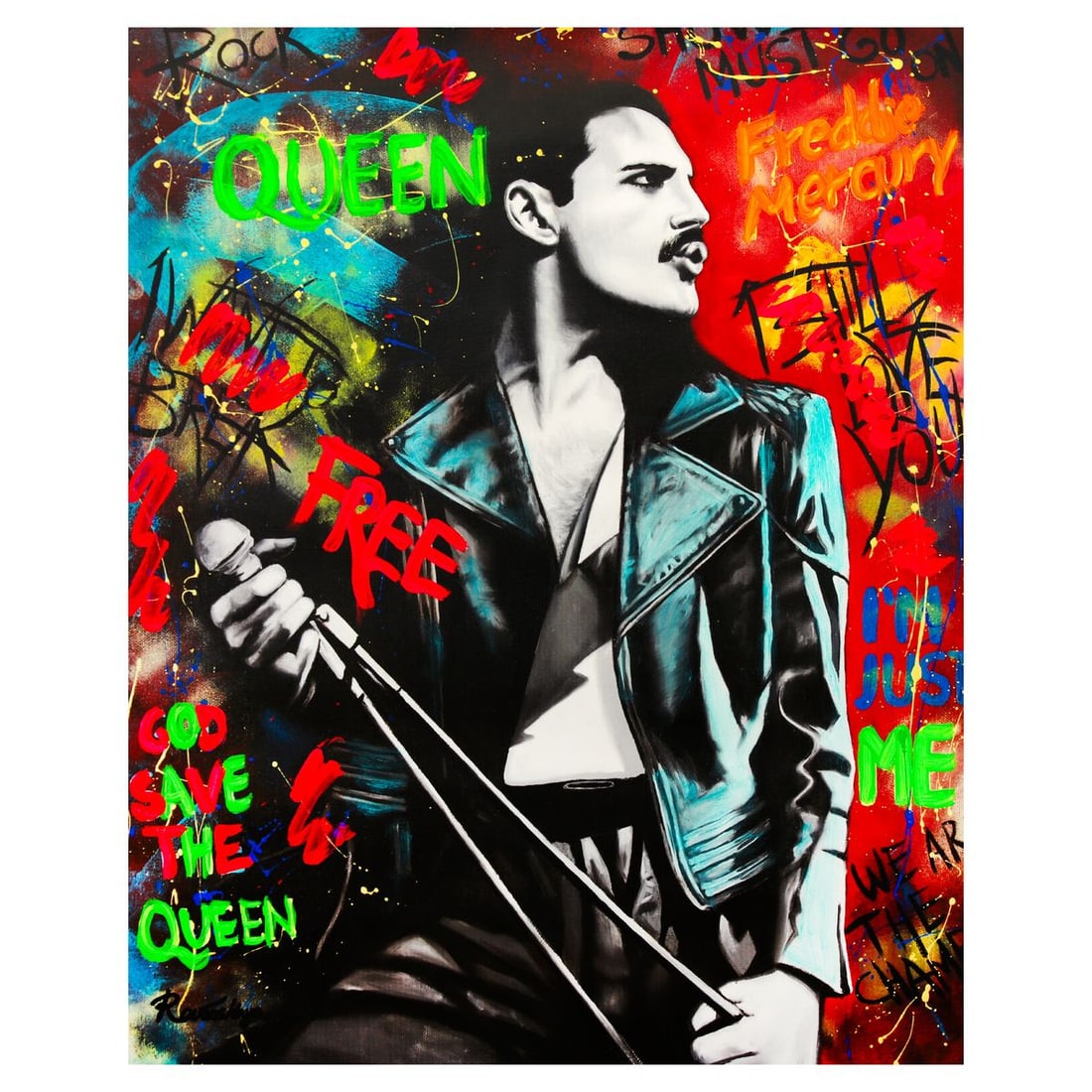 Nastya Rovenskaya- Mixed Media on Canvas "Queen": Artist: Nastya Rovenskaya. Medium: Mixed Media on Canvas. Title: Queen. Size: 30" x 24". Signature: Hand signed. Certificate of Authenticity: Is included. Reference#: 52392.