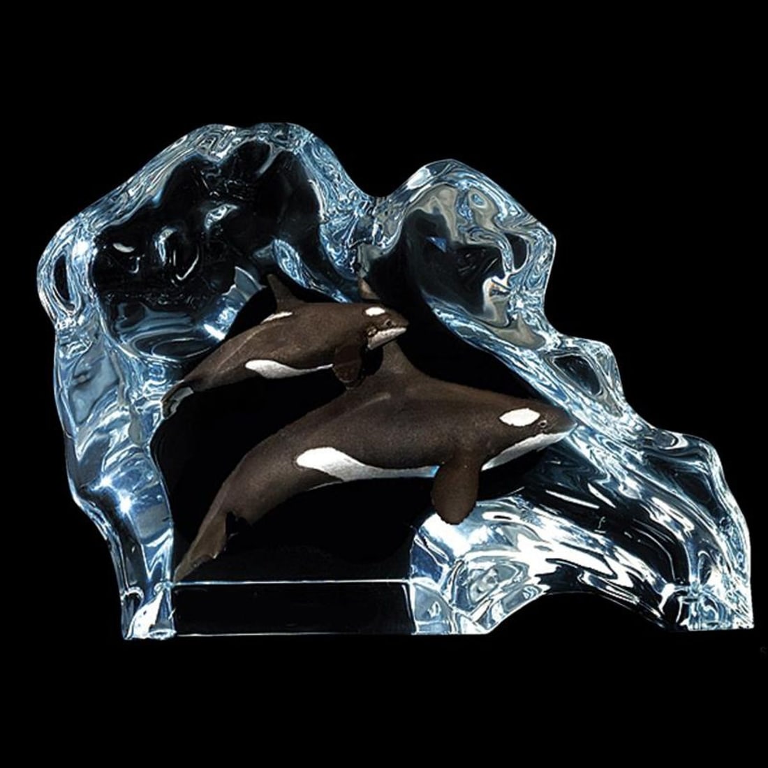 Kitty Cantrell, "Orca Wave" Mixed Media Lucite Sculpture with COA.: Orca Wave is a mixed media lucite sculpture by Kitty Cantrell. Engraved with the artists signature, this piece comes with a certificate of authenticity. Measures approximately 6.5" x 4.5" x 1.75".