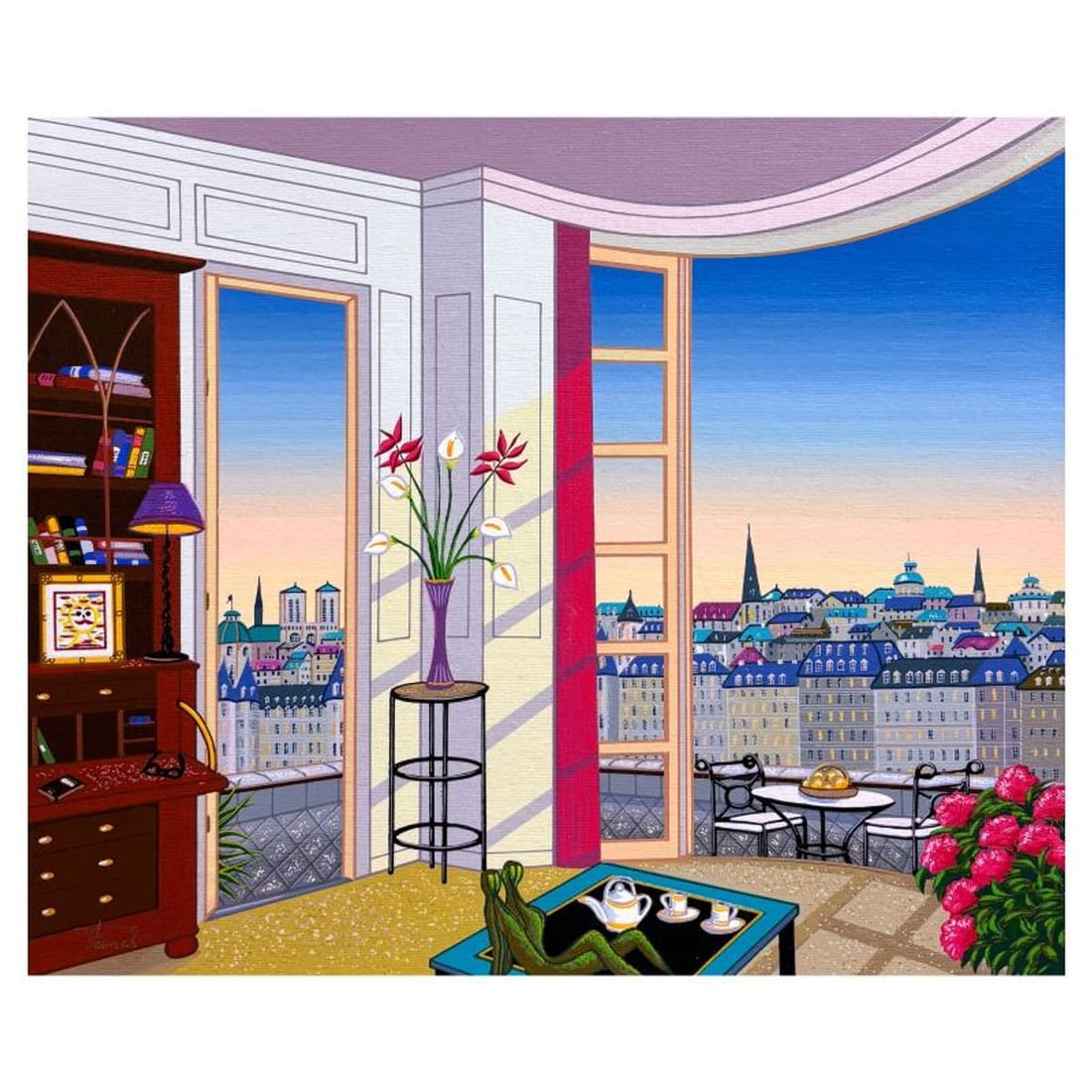 Fanch Ledan, "Breakfast in Paris" Limited Edition Serigraph on Canvas, AP Numbered and Hand Signed (1 of 2)