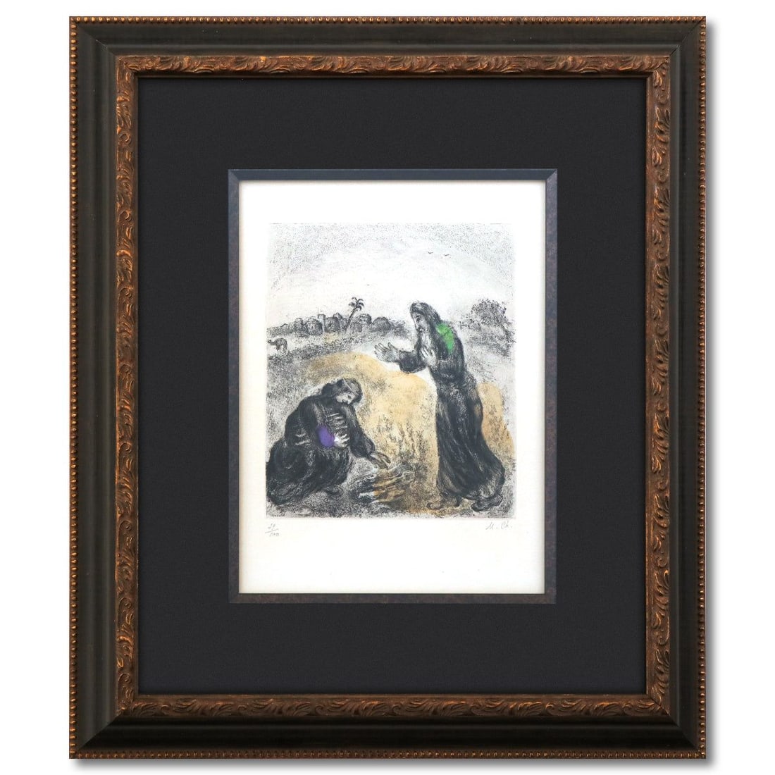Marc Chagall- Etching with hand colouring on wove Paper "Elijah and the Widow of Sarepta, from La (1 of 2)