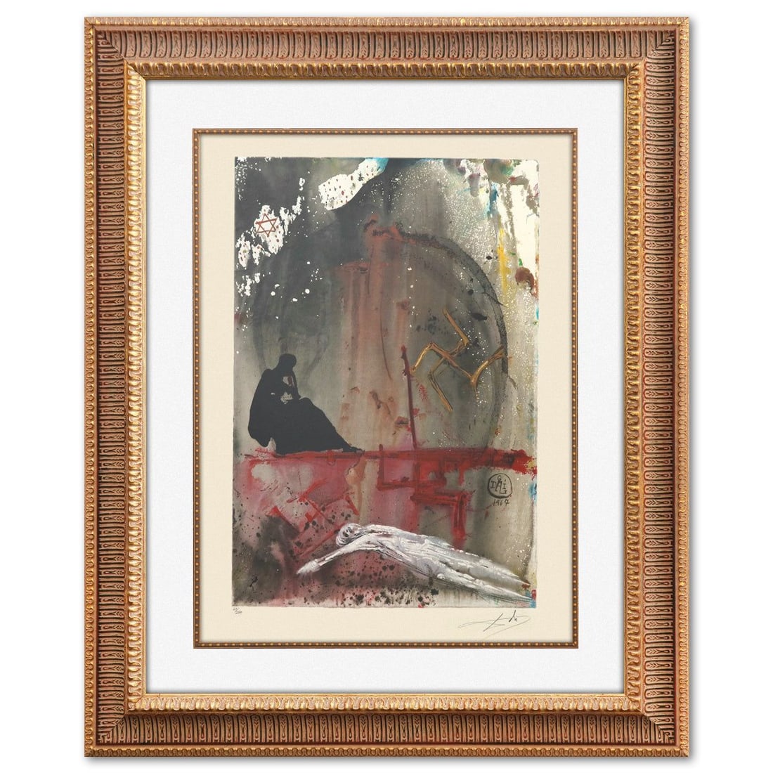 Salvador Dali- Original Lithograph "Thou Has Laid Me": Artist: Salvador Dali. Medium: Original Lithograph. Title: Thou Has Laid Me. Size: 20" x 16". Measures approx. 37" x 30" (framed). Signature: Hand signed and numbered. Certificate of Authenticity: Is 