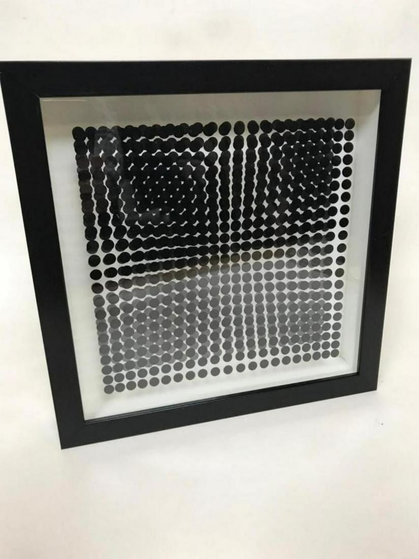 Victor Vasarely- 3D Wall Sculpture/object "Cinetiques": Artist: Victor Vasarely. Medium: 3D Wall Sculpture/object. Title: Cinetiques. Size: 11" x 10". Measures approx. 13" x 11" (framed). Certificate of Authenticity: Is included. Additional: Measures 11x13