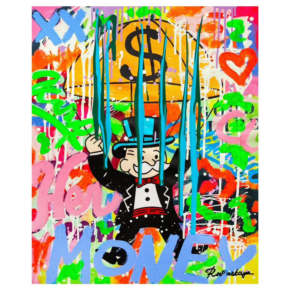 Nastya Rovenskaya- Mixed Media on Canvas "Dream Big": Artist: Nastya Rovenskaya. Medium: Mixed Media on Canvas. Title: Dream Big. Size: 20" x 16". Signature: Hand signed. Certificate of Authenticity: Is included. Reference#: 26320.