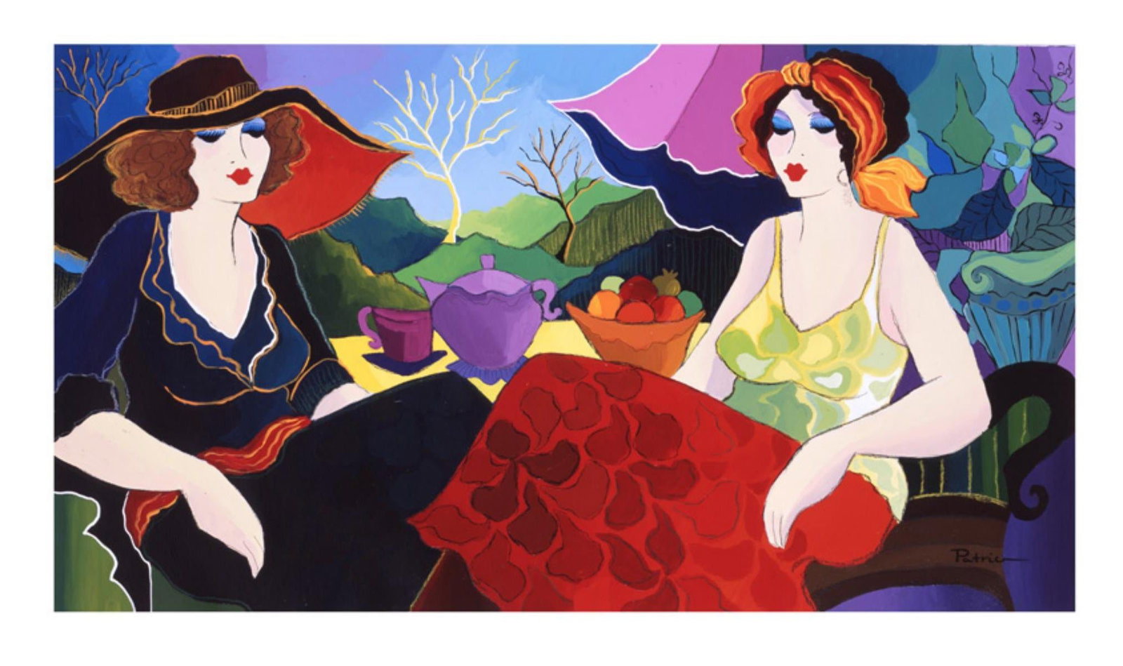 Patricia Govezensky- Original Giclee on Canvas "Rest in The Village": Artist: Patricia Govezensky. Medium: Original Giclee on Canvas. Title: Rest in The Village. Size: 20" x 36". Signature: Hand Signed by the Artist. Certificate of Authenticity: From the publisher. Refe