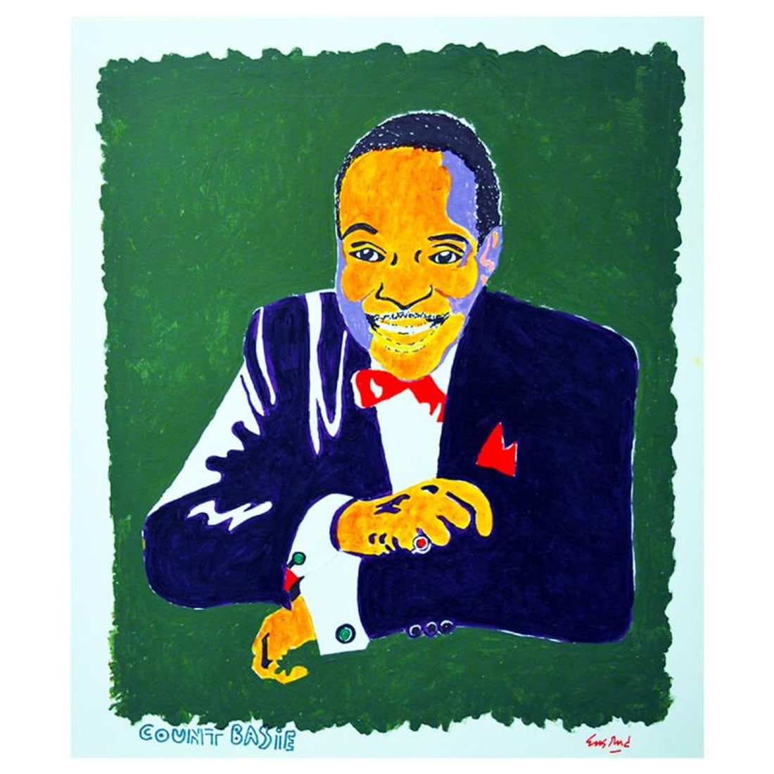 Wayne Ensrud, "Count Basie" Hand Signed Original Painting with Letter of Authenticity.: Count Basie is an original painting, acrylic on board by Wayne Ensrud. The piece is hand signed by the artist and comes with a Letter of Authenticity. Measures approximately 20" x 17".