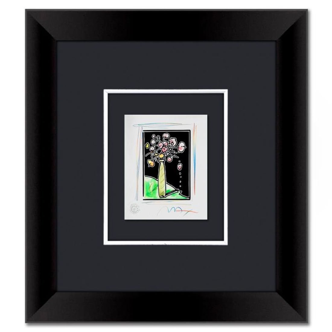 Peter Max, Framed One-of-a-Kind Mixed Media, Hand Signed with Registration Number Certifying (1 of 2)