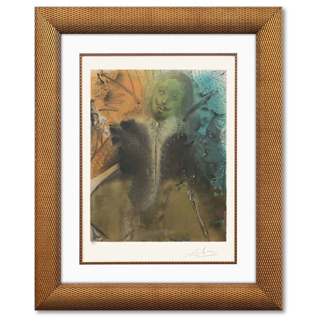 Salvador Dali- Original Lithograph "Damis' Delema": Artist: Salvador Dali. Medium: Original Lithograph. Title: Damis' Delema. Size: 25" x 19". Measures approx. 33" x 27" (framed). Signature: Hand signed and numbered. Certificate of Authenticity: Is inc