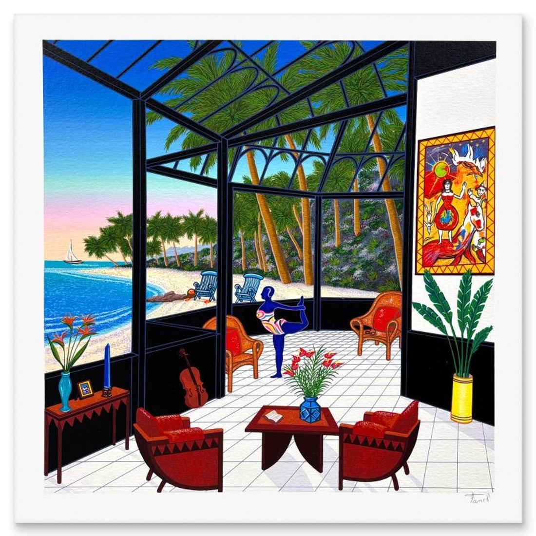 Fanch Ledan, "Life is a Beach" Limited Edition Serigraph, AP Numbered and Hand Signed with Letter of: Life is a Beach is a limited edition serigraph on paper by Fanch Ledan, AP numbered and hand signed by the artist. Includes Letter of Authenticity. Measures approx. 20.5" x 20.5" (border), 18" x 18" (