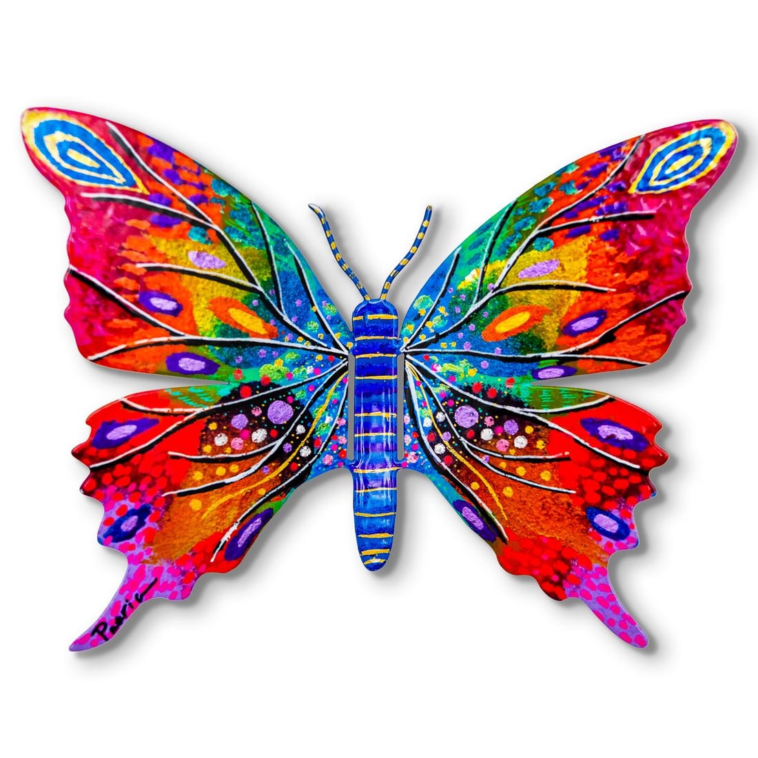 Patricia Govezensky- Original Painting on Cutout Steel "Butterfly": Artist: Patricia Govezensky. Medium: Original Painting on Cutout Steel. Title: Butterfly. Size: 6" x 8". Signature: Hand Signed by the artist. Certificate of Authenticity: Is included. Reference#: 563