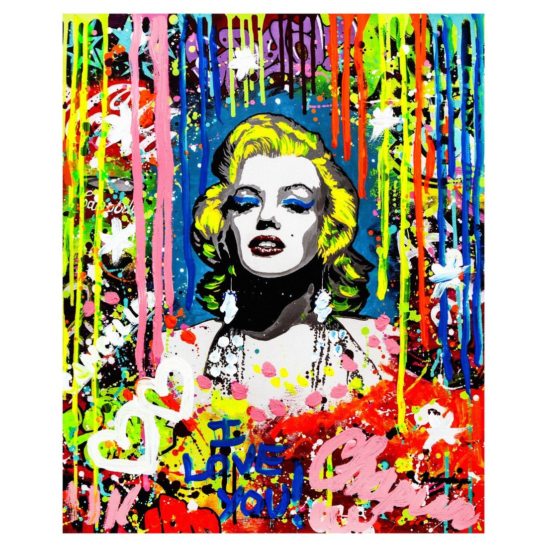 Nastya Rovenskaya- Mixed Media on Canvas "Blonde Bombshel": Artist: Nastya Rovenskaya. Medium: Mixed Media on Canvas. Title: Blonde Bombshel. Size: 20" x 16". Signature: Hand signed. Certificate of Authenticity: Is included. Reference#: 52446.