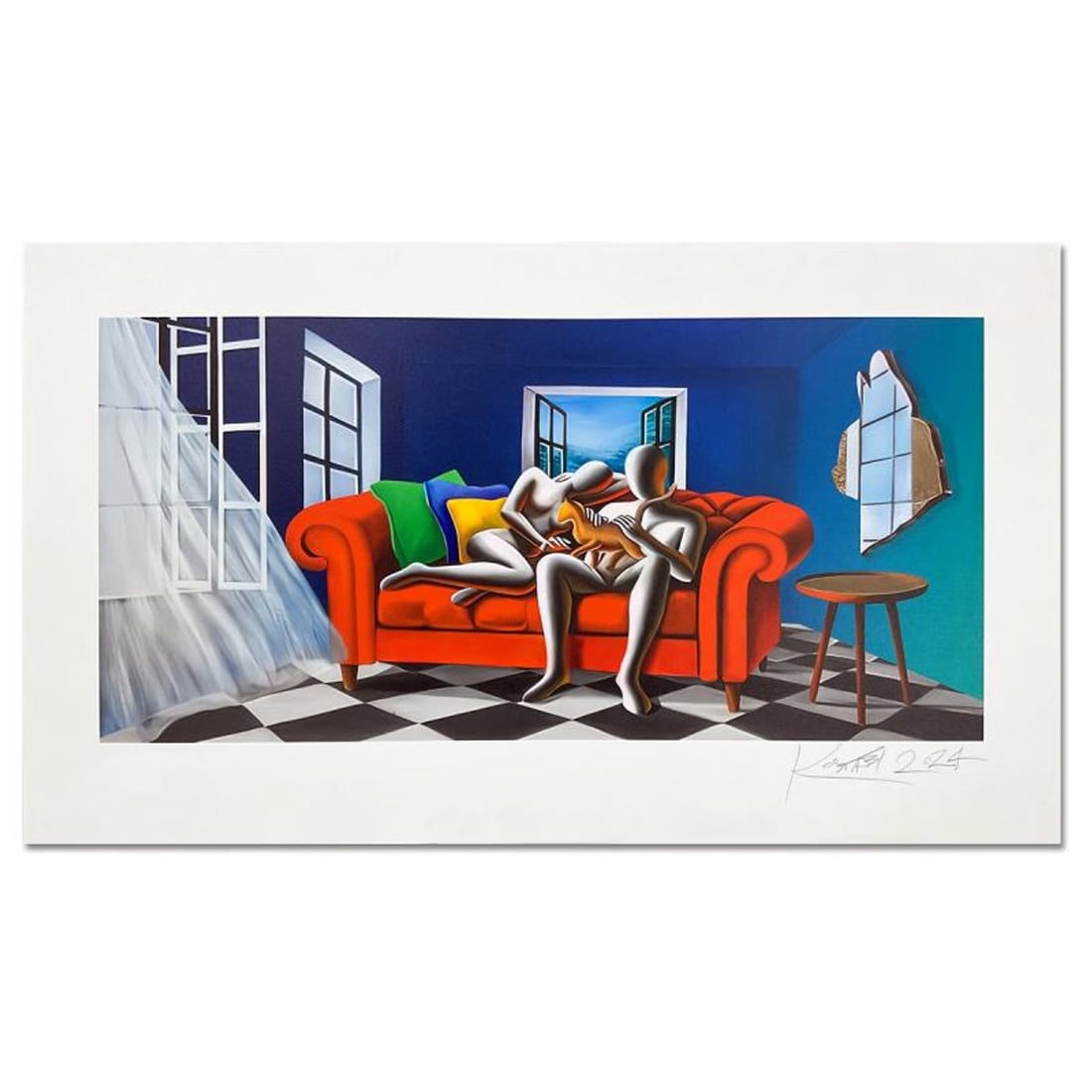 Mark Kostabi, "The Breeze of Tranquility" Hand Signed Limited Edition Serigraph with Certificate of (1 of 2)