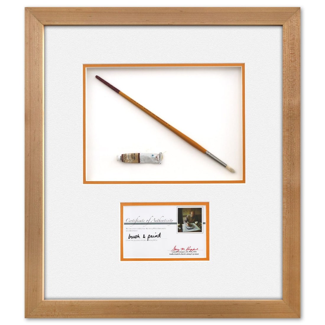 Henry Miller- Mixed Media Collage: Artist: Henry Miller. Medium: Mixed Media Collage. Size: 8" x 11". Measures approx. 21" x 19" (framed). Reference#: 74535.
