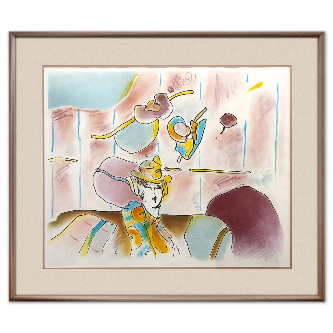 Peter Max- Lithograph "Lady of Fashion": Artist: Peter Max. Medium: Lithograph. Title: Lady of Fashion. Size: 19" x 24". Measures approx. 26" x 30" (framed). Signature: Hand signed and numbered. Certificate of Authenticity: Is included. Refe