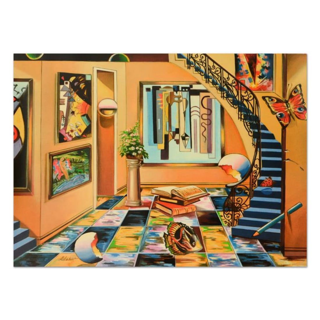Alexander Astahov, "Homage to Miro" Hand Signed Limited Edition Serigraph, Numbered and with Letter: Homage to Miro is a limited edition serigraph on paper by Alexander Astahov, numbered and hand signed by the artist. Includes letter of authenticity. Measures approx. 26.5" x 19" (image). Reference#: 