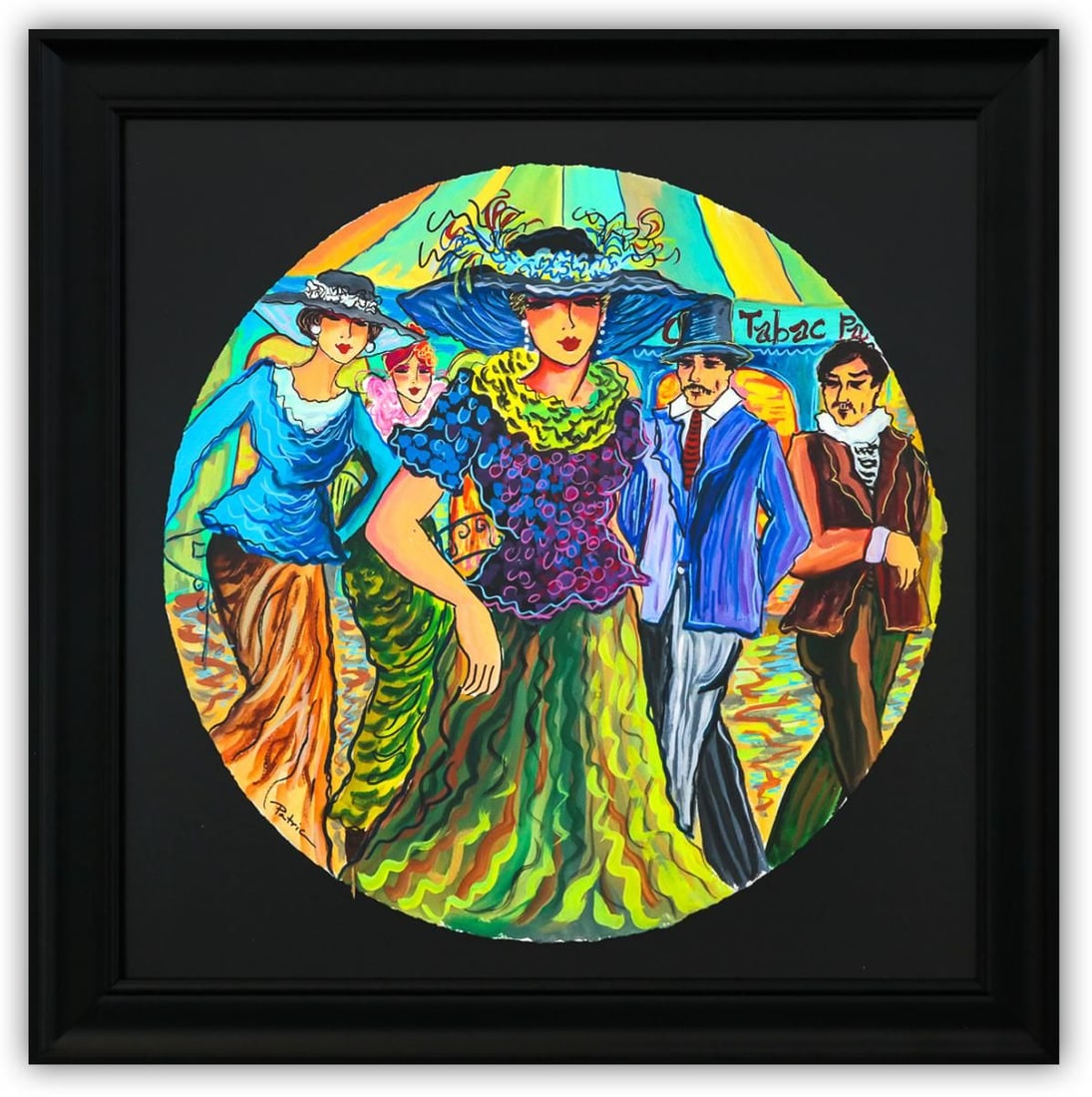 Patricia Govezensky- Original Watercolor "Girls Just Want to Have Fun": Artist: Patricia Govezensky. Medium: Original Watercolor. Title: Girls Just Want to Have Fun. Size: 16" x 16". Measures approx. 22" x 22" (framed). Signature: Hand Signed by the artist. Certificate of